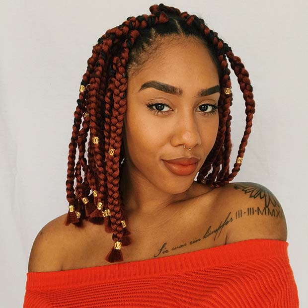 Medium Box Braids with Color