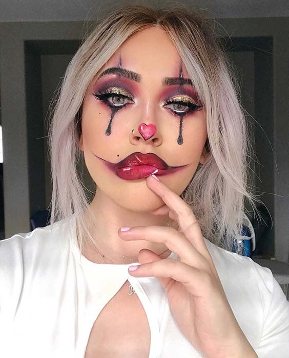 Pretty Clown Halloween Makeup LookÂ 