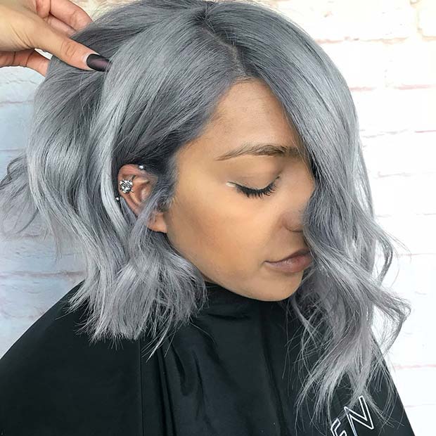 Silver Blue Bob Hairstyle