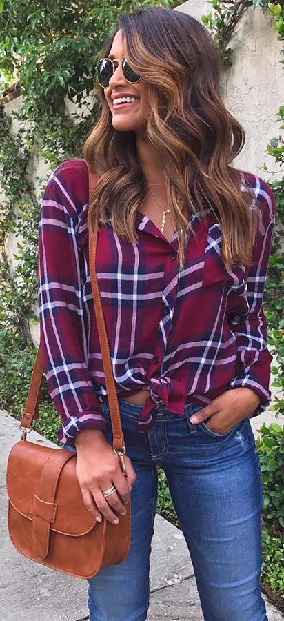 Plaid Shirt Outfit Idea for Fall 