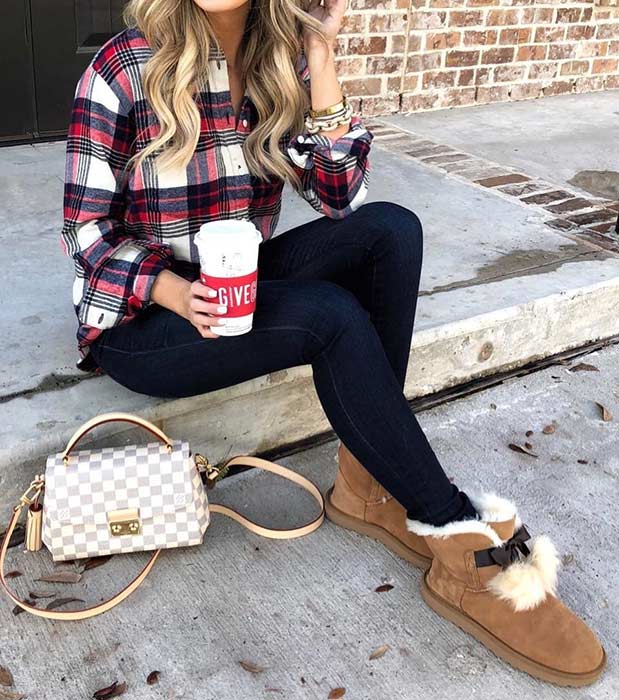 Plaid Shirt Fall Outfit Idea