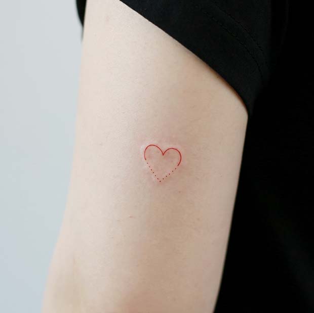 Small Red Heart Outline Temporary Tattoo Set of 3  Small Tattoos