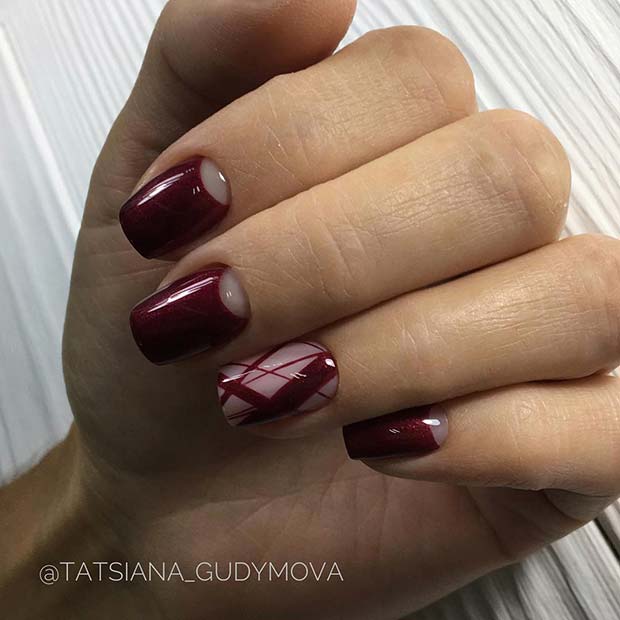 Burgundy Nail Art Design