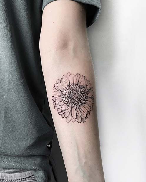Artistic Sunflower Tattoo Idea