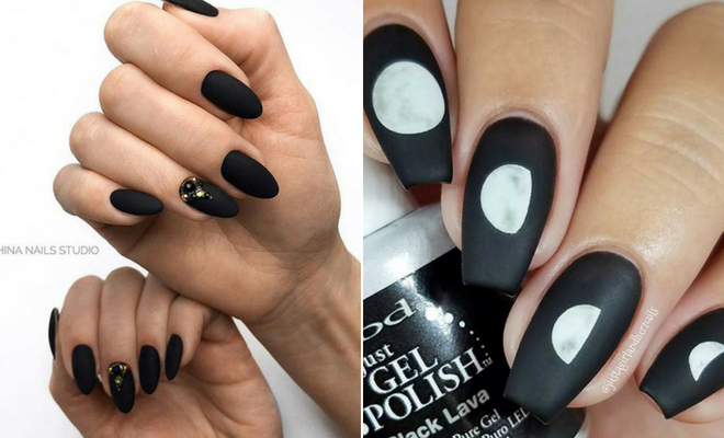 Matte Black Pointed or Almond Nails - Etsy Sweden