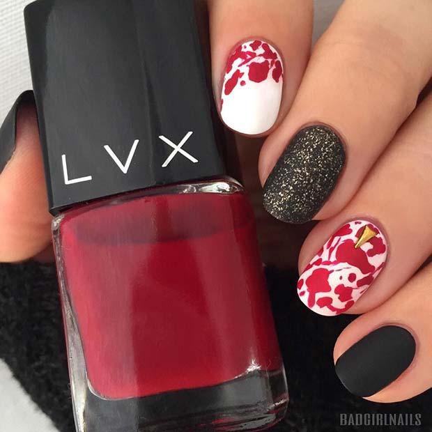 Blood Splatter Halloween Nails