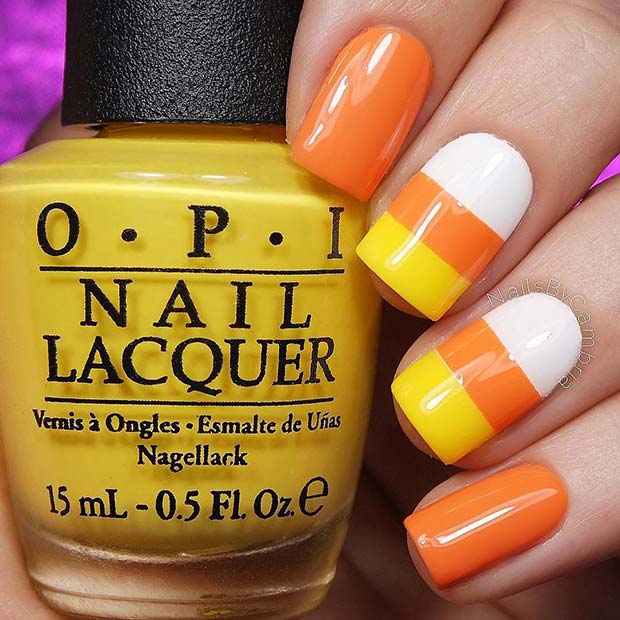 Candy Corn Nails for Halloween