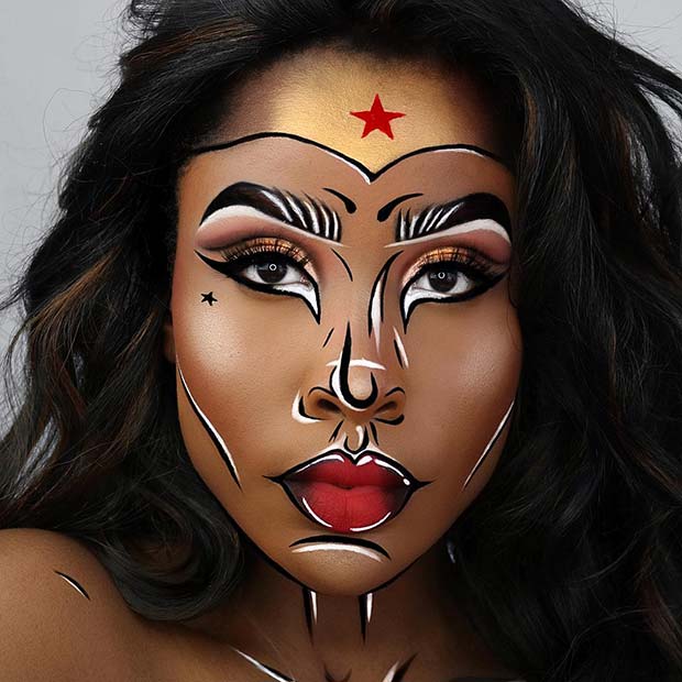 Comic Book Wonder Woman Halloween Makeup 