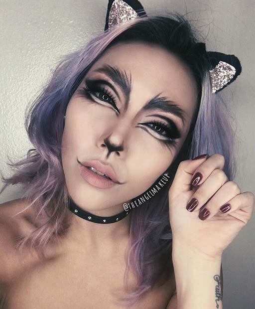 Creative Halloween Cat Makeup