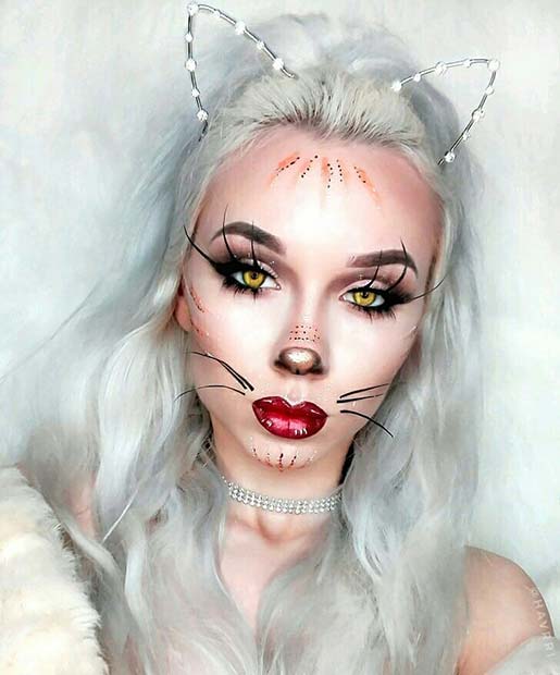 Creative Kitty Makeup Idea for Halloween