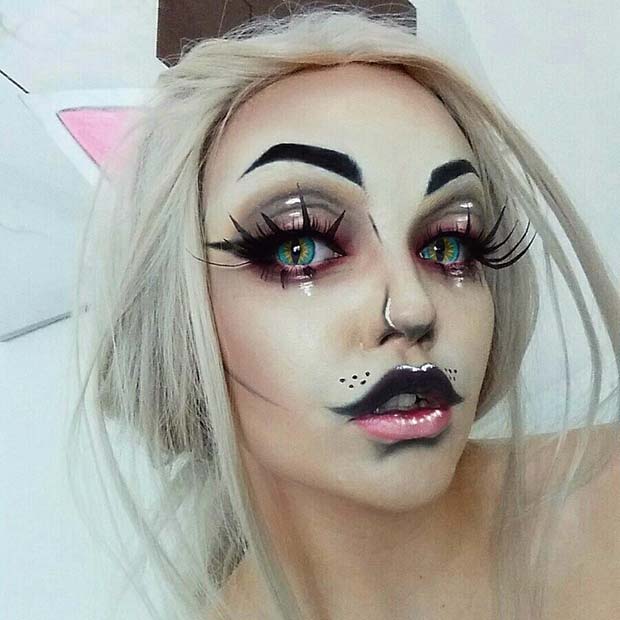 Creepy Cat Makeup for Halloween 