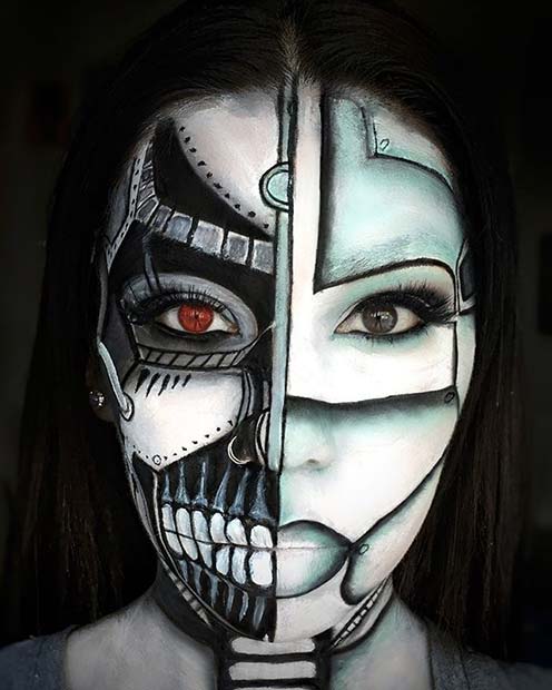 Creepy Cyborg Halloween Makeup