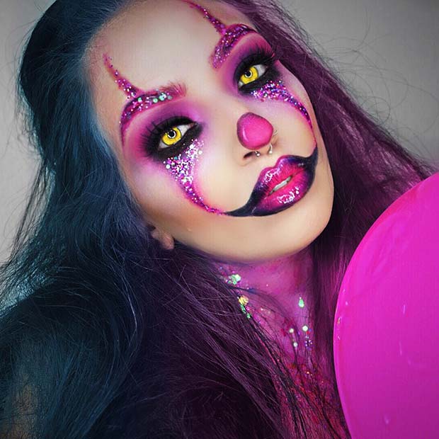 Creepy and Colorful Clown Makeup for Halloween