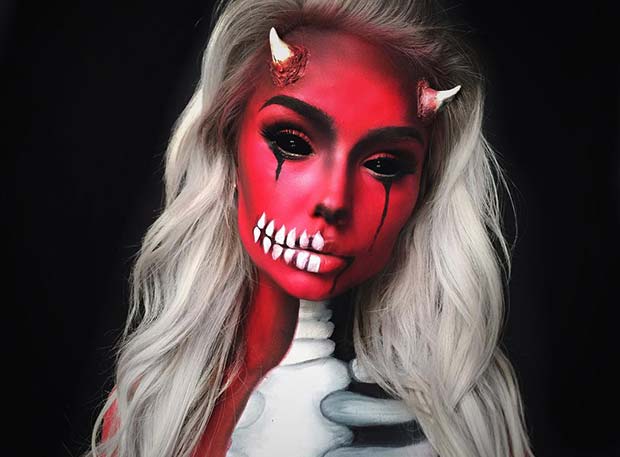Devilish Demon and Skeleton Halloween Makeup