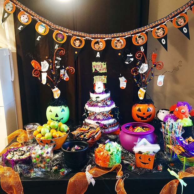 Halloween Baby Shower Buffet Table Idea