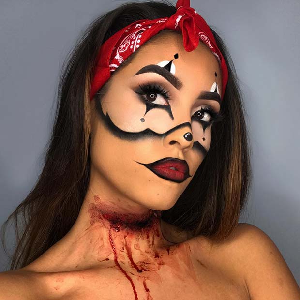 Gory Gangsta Clown Makeup Idea for Halloween