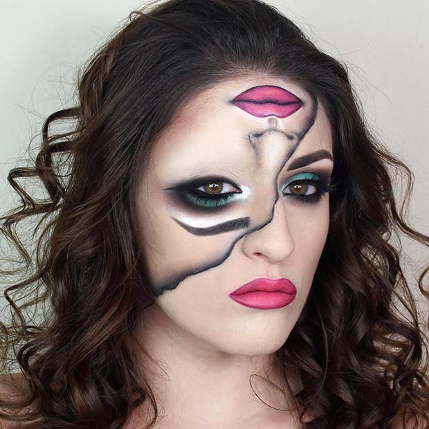 Trippy Two Faced Illusion Makeup Look 