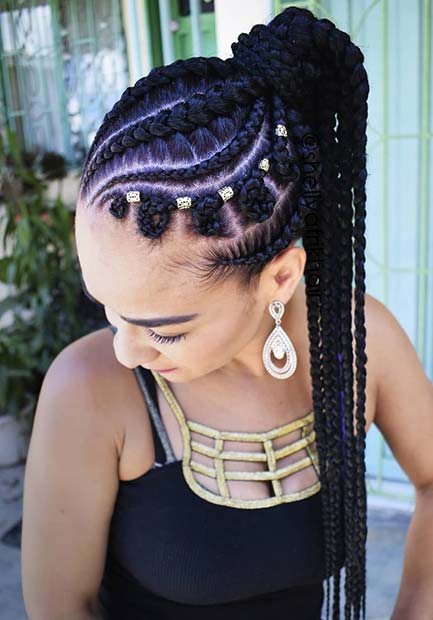 braided ponytail black hair