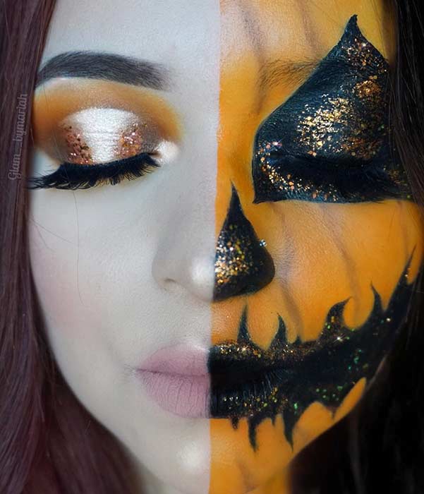 Pretty Jack-O-Lantern Halloween Makeup
