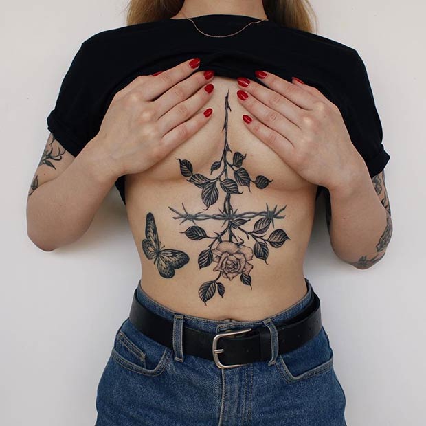 Rose Sternum Tattoo Idea