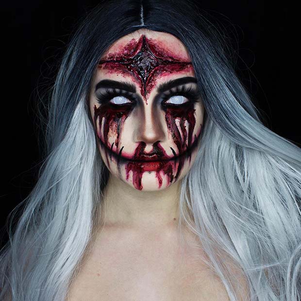 Scary Witch Halloween Makeup Idea