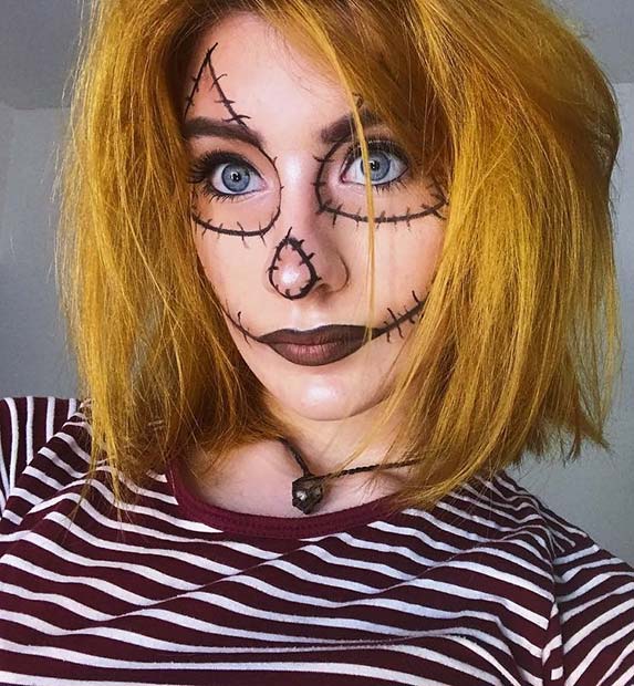 Easy Scarecrow Makeup for Halloween