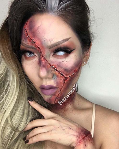 Scary Slash Halloween Makeup Idea
