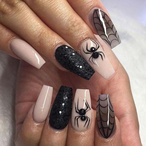 Elegant, Spider Halloween Nails