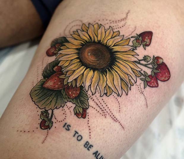 Sunflower and Strawberries Tattoo 