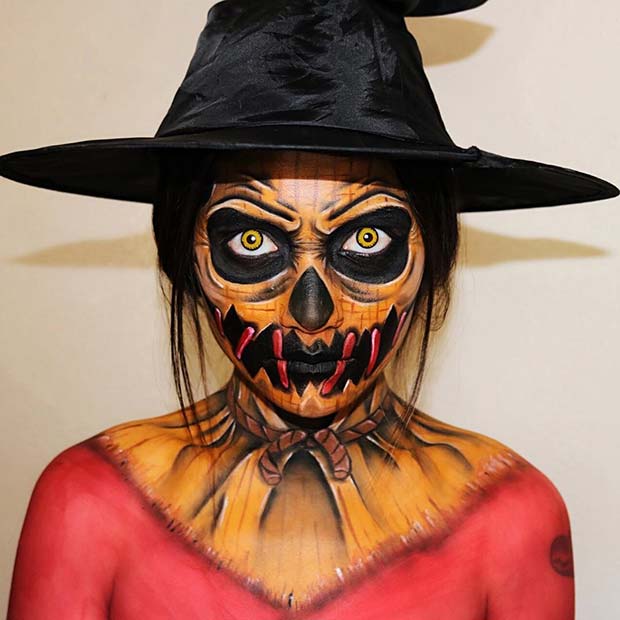 Terrifying Scarecrow Makeup & Costume Idea