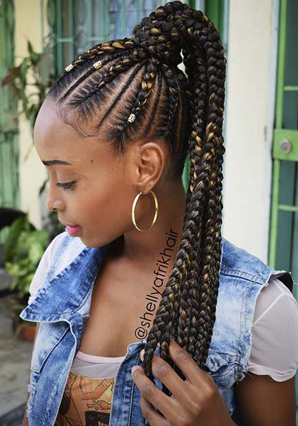 Braided Ponytails Black Hairstyles With Color