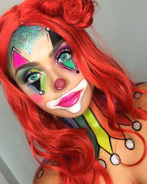 Cute Clown Makeup Look for Halloween 