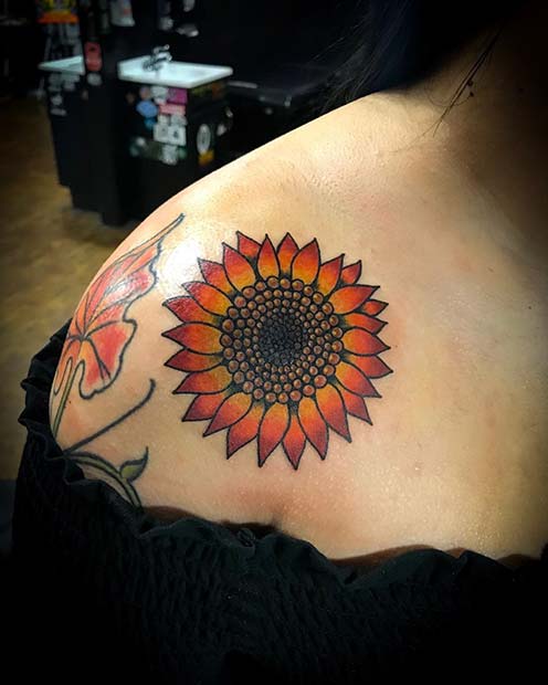 Vibrant Sunflower Tattoo Design
