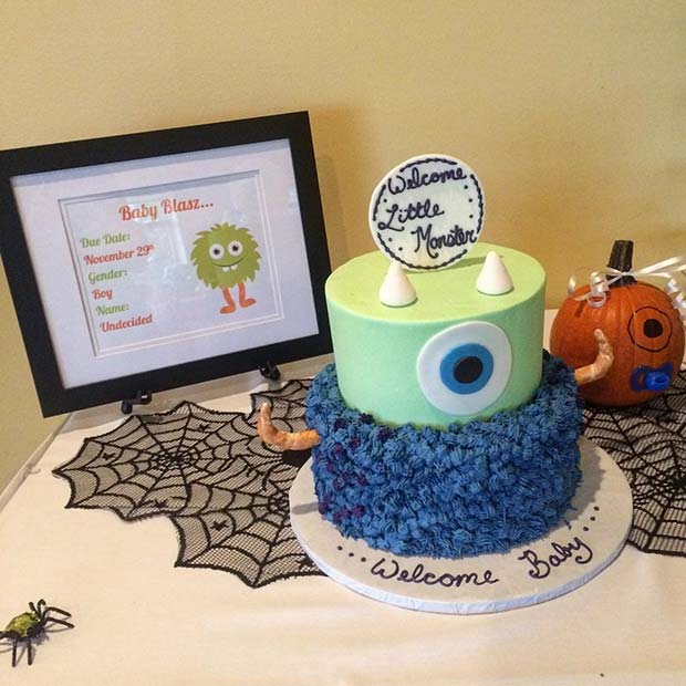 Welcome Little Monster Baby Shower Cake Idea