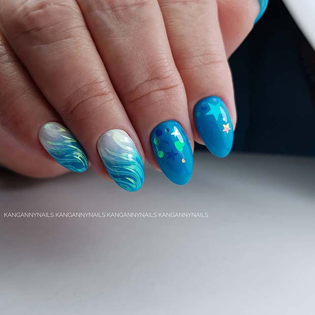 Blue Unicorn Nails