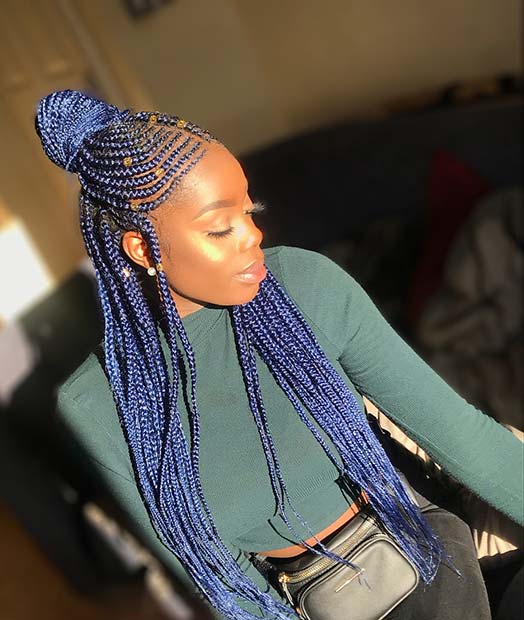 Long, Blue Tribal Braids