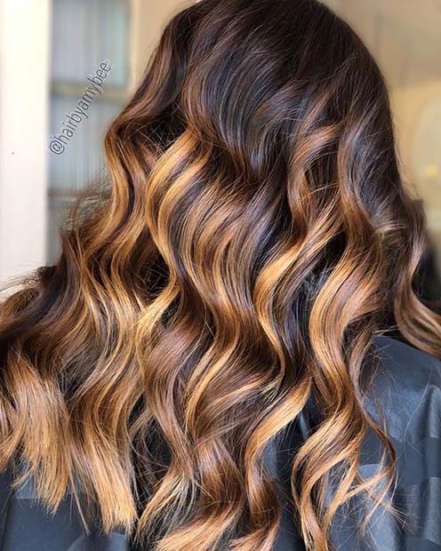Caramel Balayage Hair Color Idea for Winter