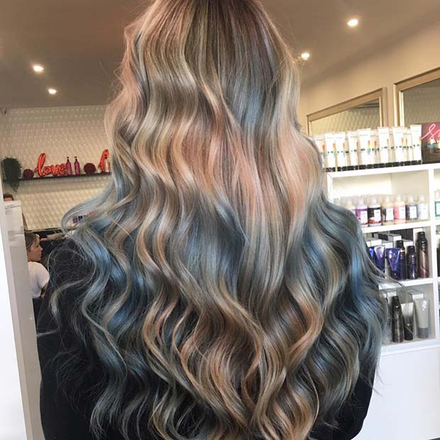 Cool Blue and Blonde Winter Hair Color