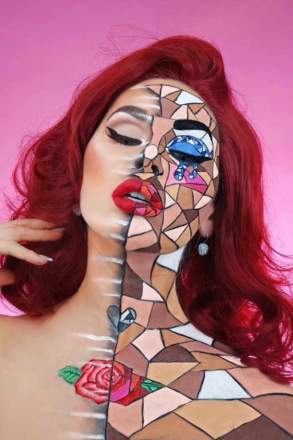 Creative Stained Glass Halloween Makeup