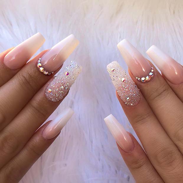 Rose Gold Glitter Coffin Nails