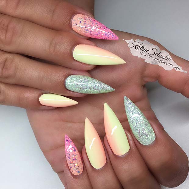Sparkly Pastel Unicorn Nails