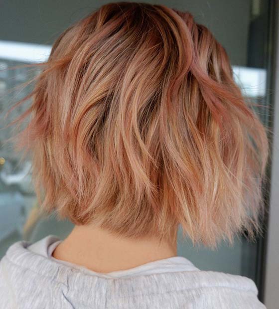 Short Peachy Hair Color Idea