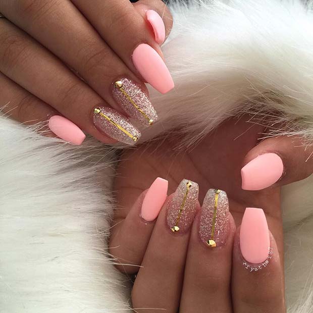 Pretty Pink and Gold Nails
