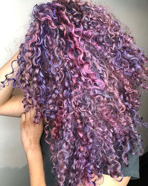 Purple Unicorn Hair Idea for Curly Hair