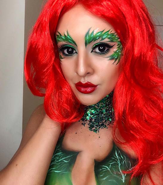 Poison Ivy Halloween Makeup Idea
