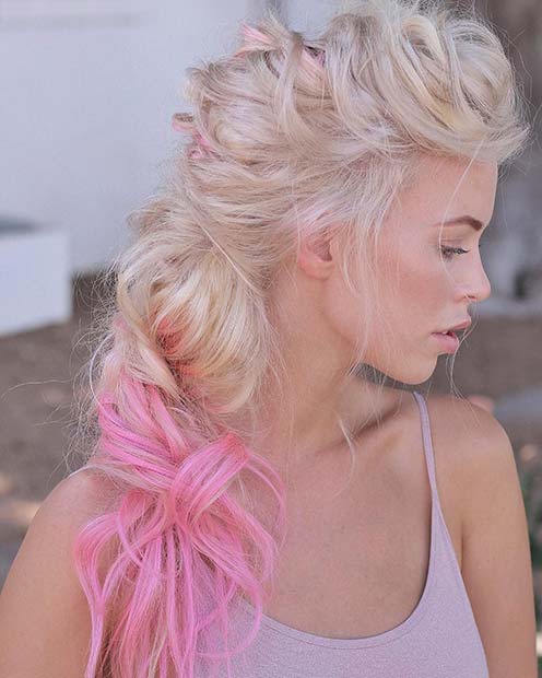 Blonde Hair with Pink Tips 