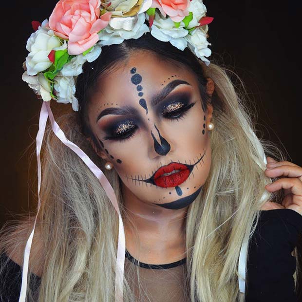 Sugar Skull Pretty Halloween Makeup