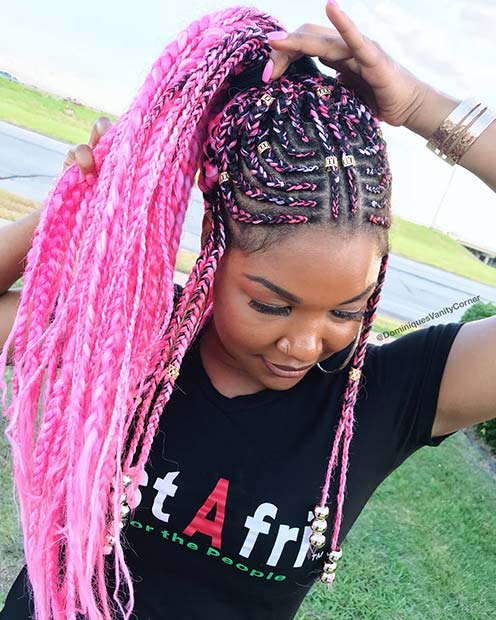 Vibrant Pink Tribal Braids for Summer 