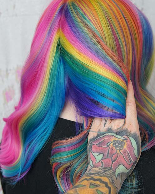Vibrant Rainbow Hair Color Idea