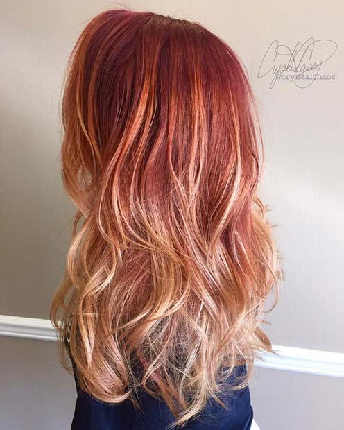 Vibrant Strawberry Ombre Hair